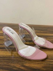 Pink Clear Heels / Transparent Block