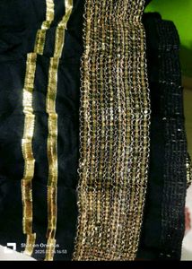 Elegant Black Skirt with Gold Border