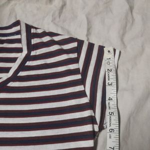 Women Casual Wear White V-Neck T-shirt Summer Top