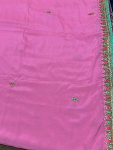Pink Saree with Embellished Border