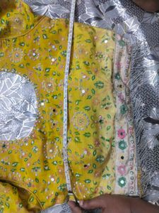 Yellow &amp; White Embroidered Lehenga Set
