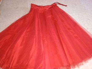 Red slit kurti with skirt