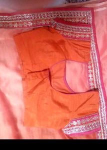 Orange Embroidered Saree