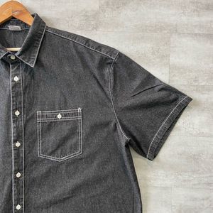 Men's Dark Wash Denim Short Sleeve Shirt