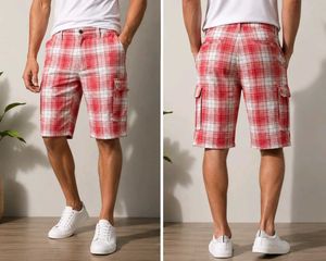 Red Plaid Cargo Shorts