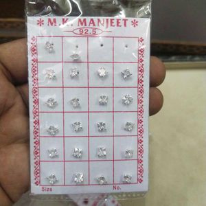 92.5 Pure Silver Dimond Nose/Ear Earings1 pair