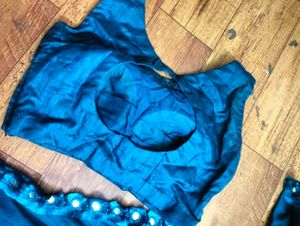 ⚡Stitched Teal Saree With Blouse💙