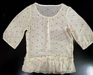 Chic Sheer Bow Print Top