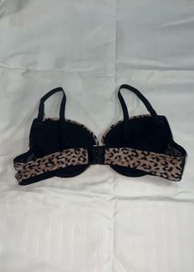 GUESS Leopard Print Bra with Lace Details