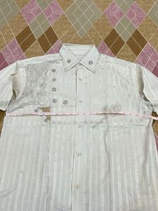 Jethalal inspired Men's Beige Embroidered Shirt