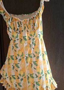 Cute Lemon Print Summer Dress