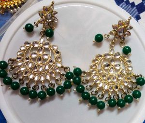 kundan Green Jhumka