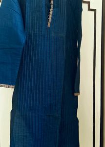 Elegant Manyavar brand navy blue Striped Kurta