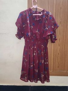 Floral Maroon Mini Dress
