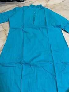 Men's Turquoise Cotton Kurta