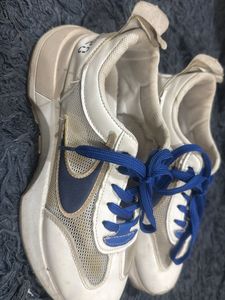 Stylish White and Blue Sneakers