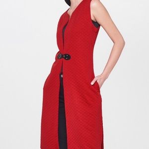 Global Desi Red Self Design Jacket