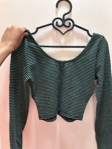 Striped Long Sleeve Crop Top