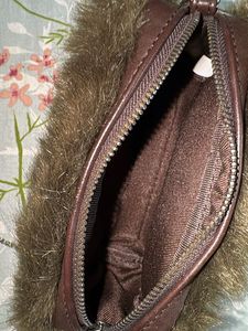 Faux Fur Olive Chain Clutch Bag