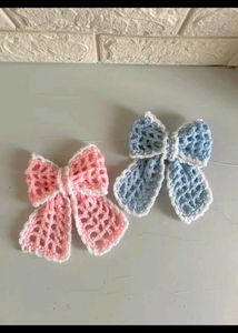 Crocheted Bow Hair Clips - Set of 2