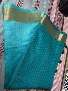 Elegant Blue &amp; Gold Saree