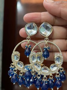 Elegant Blue Stone Dangle Earrings