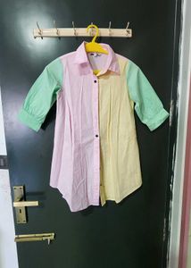 Color Block Shirt Dress