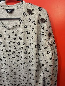 Leopard Print Button Detail Top