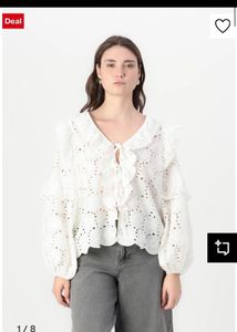 Chic Broderie Anglaise Ruffle Blouse