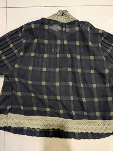 Vintage Plaid Top with Lace Detail