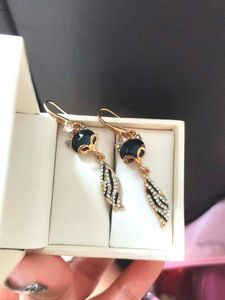 925 Silver Hall Mark Cute Cat Dangle Earrings
