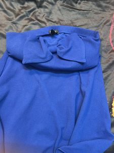 Blue Party Dress with Bow Detail