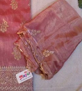 Elegant Pink Embroidered unstitched Suit