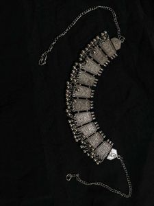 Oxidized Silver Choker Necklace &amp; Earrings Set