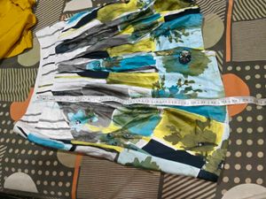Stylish Yellow top &amp; Printed Skirt Set