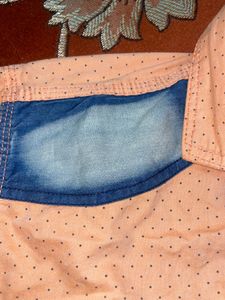 Stylish Men's Peach Polka Dot Shirt