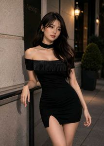 Chic Off-Shoulder Black Party Dress