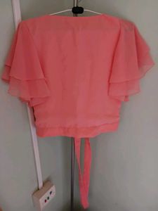 Myntra New Pink RuffleTie Top[FREE HAIR BOW]