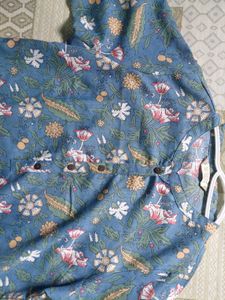 Blue Floral Print Kurta