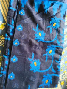 Beautiful Blue n black  Floral Saree