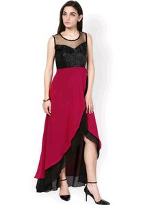 Cherry Red &amp; Black High Low Dress