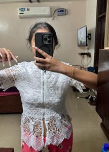 Shein White Lace Top