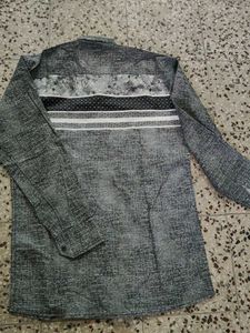 Men’s Printed Casual Shirt – Charcoal Grey – Full