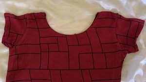 Maroon checkered asymmetric dress