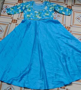Stunning Sky Blue Floral Print Gown