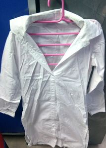 Full Hand White Collar Kurta