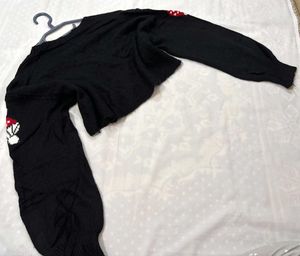 Pinterest Crop Black Mushroom Cardigan