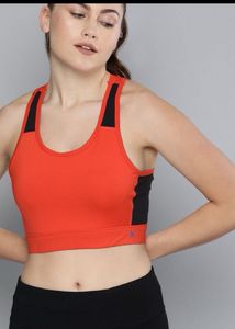 HRX Orange & Black Sports Bra