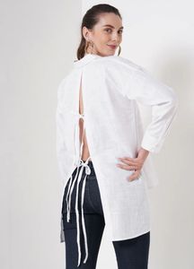 White Sheer Lace-Up Back Top