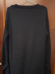 Navy Cardigan with Tie Sleeves